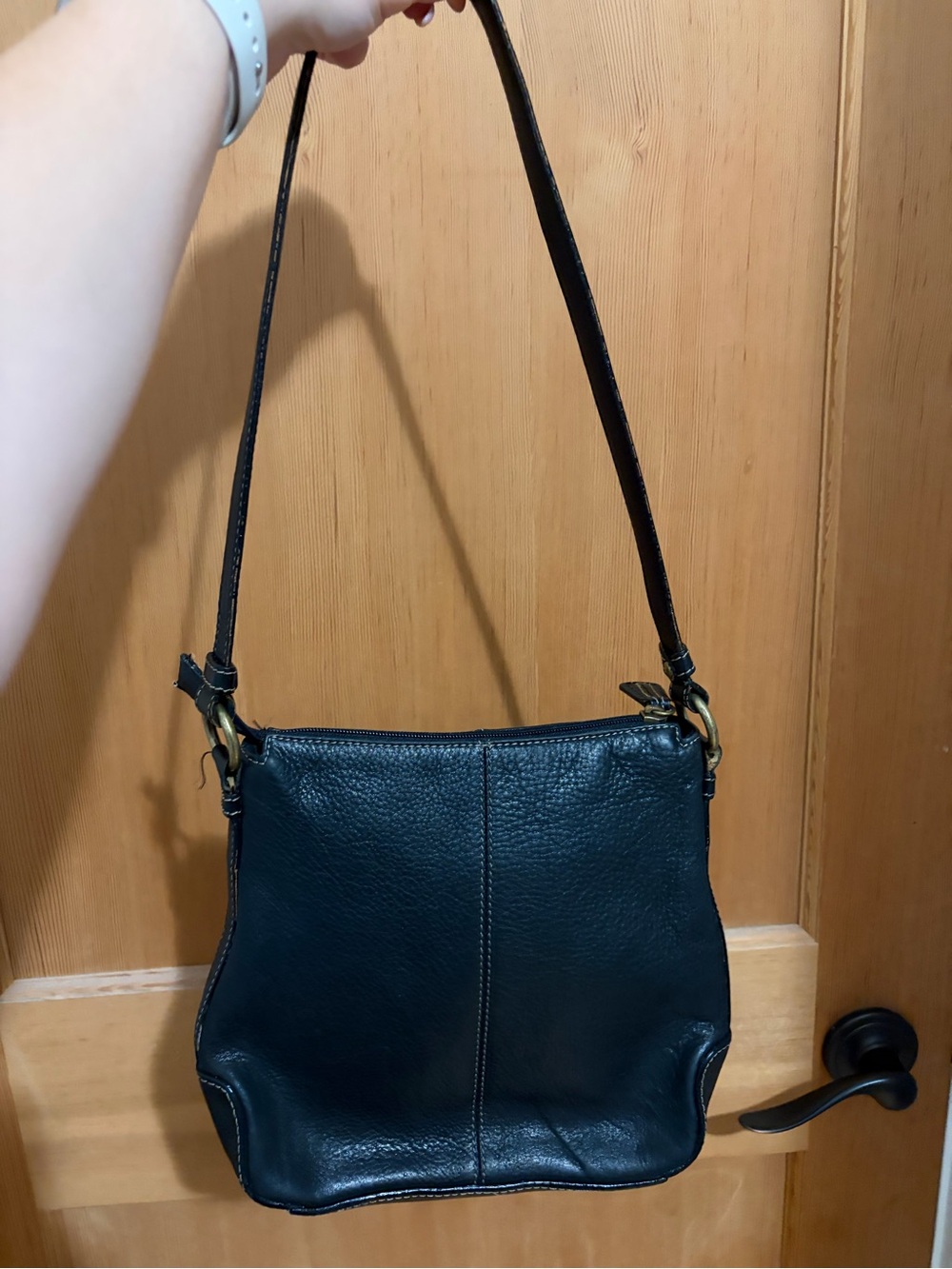 Y2K Vintage Fossil Black Leather Shoulder Bag